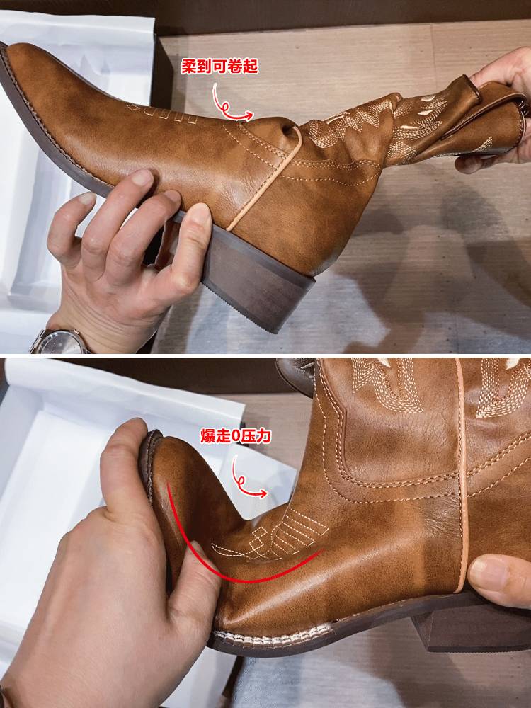 Leather Western denim boots embroidered knight boots in Martin Boots Chelsea boots boots 2023 new models