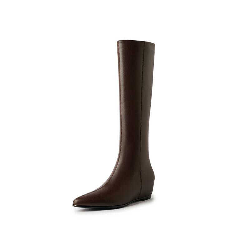 Cat Brother Handmade Boots ~ 5cm Mowl Slope Height Barbon Knight Boots Female 2024 Autumn and Winter Sipper High Boots