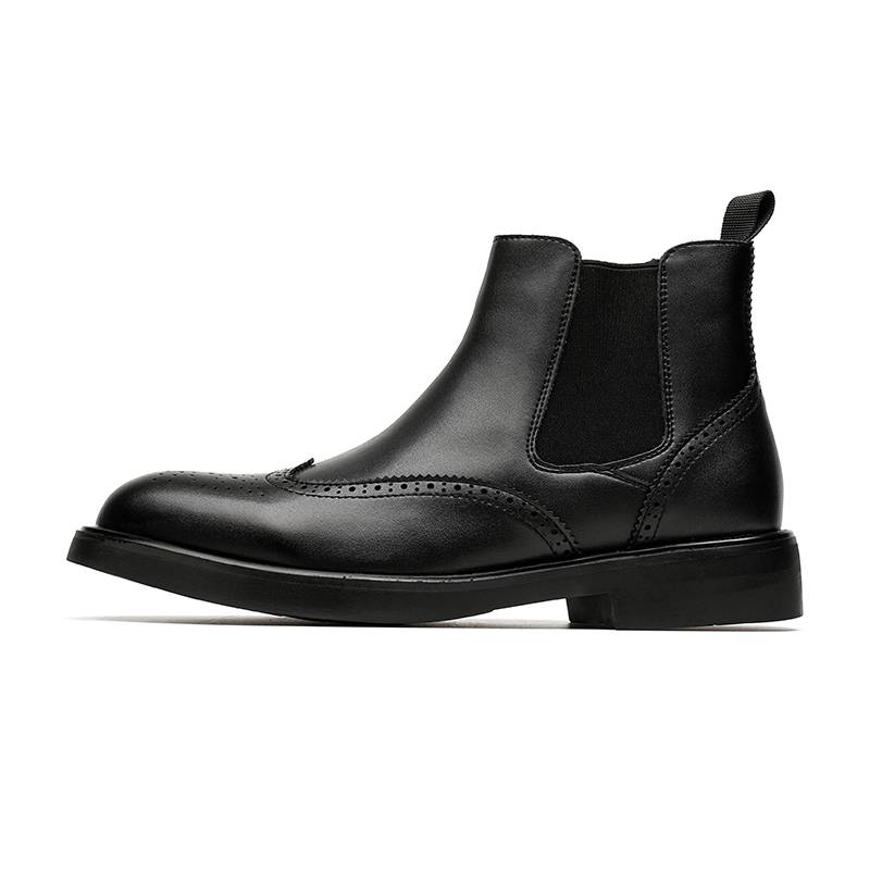 Chelsea boots men's leather leather wind -gang high -top pointed scoop shoes Inside high school help Martin boots