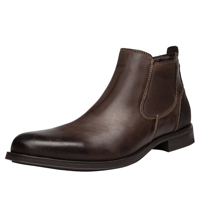 Chelsea boots men's summer boots head layer cowhide short boots British pointed one pedal boots zipper Martin boots