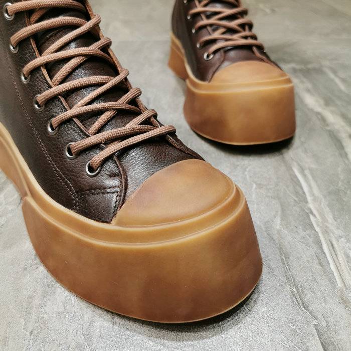 Handmade real cowhide retro Martin boots female versatile thick sole short -headed big head boots