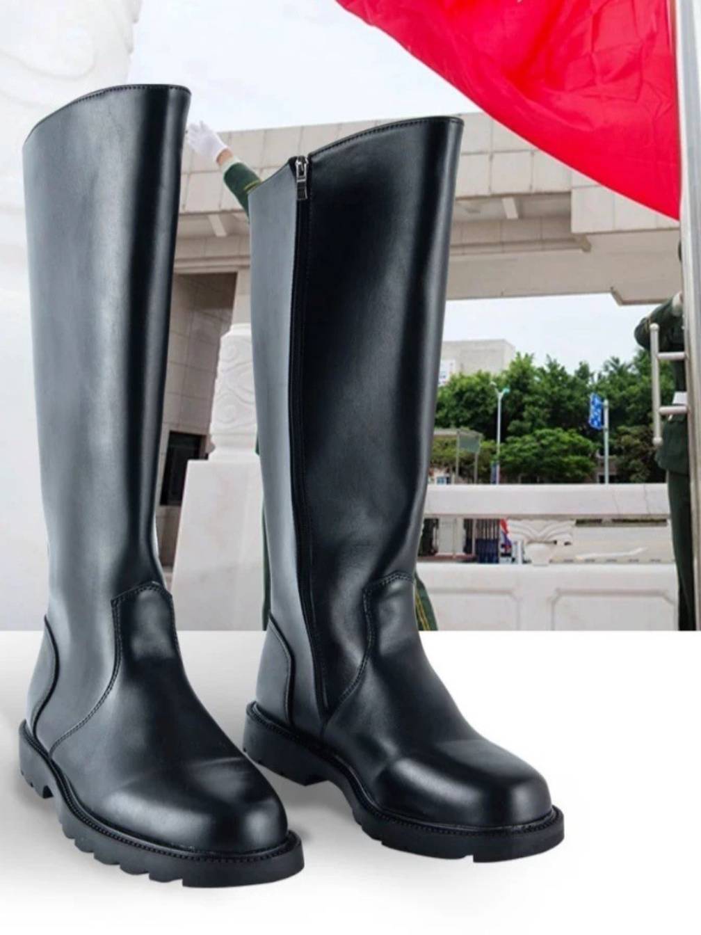 Primary and secondary school students' ceremonial high horse boots, coaches, warlord boots men's parade leather boots drama, flag raising boots riding