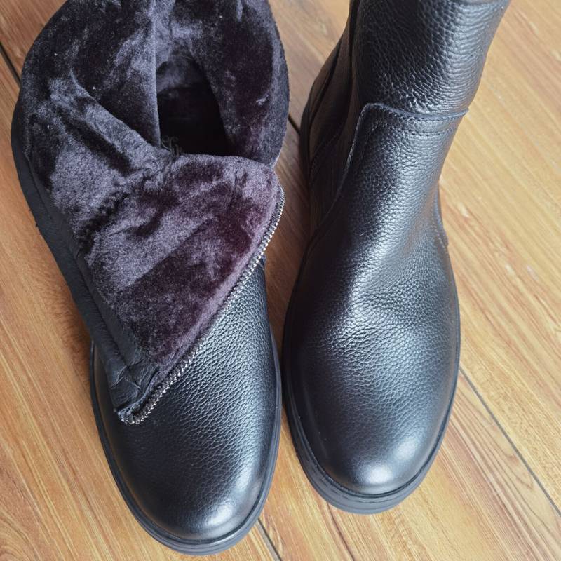 Spring and autumn plus velvet men's middle boots high -top leather shoes, thick soles of Mongolian horse boots, British Korean business