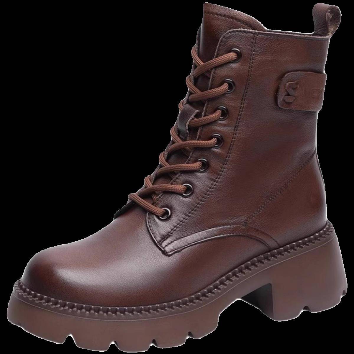 Red greenflies fracture dermis thick bottom increase Martin boots female 2023 autumn and winter British style with skirt high -heeled boots