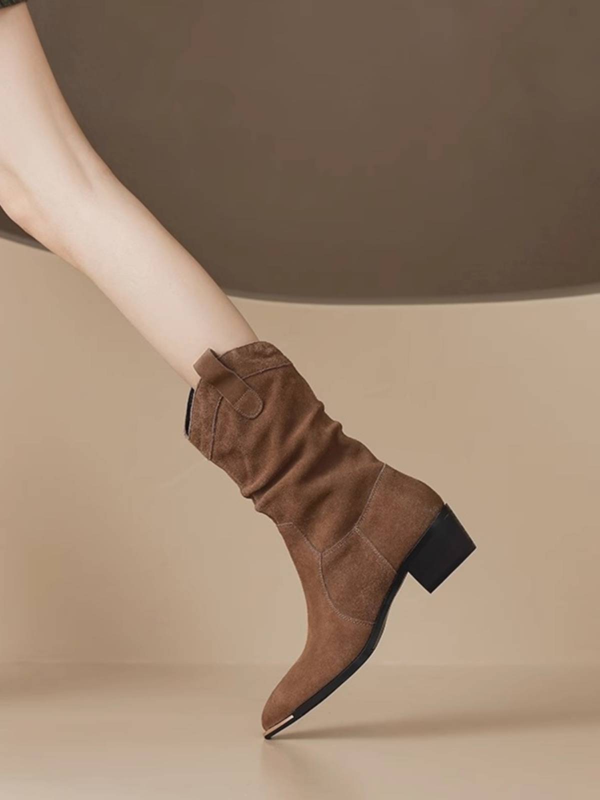 Spring and autumn single boots pile boots 2024 autumn and winter new style western denim boots retro pointed pointed boots 5cm female velvet