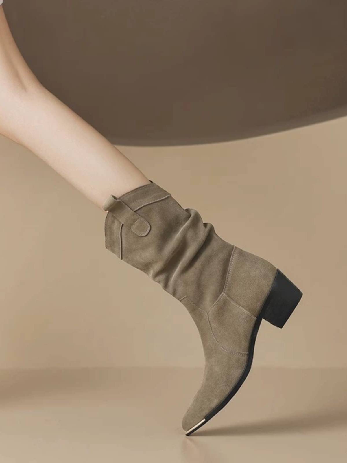 Spring and autumn single boots pile boots 2024 autumn and winter new style western denim boots retro pointed pointed boots 5cm female velvet