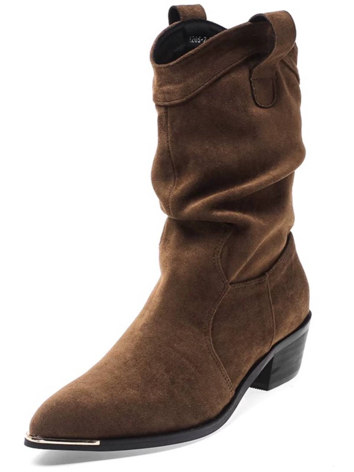 Spring and autumn single boots pile boots 2024 autumn and winter new style western denim boots retro pointed pointed boots 5cm female velvet