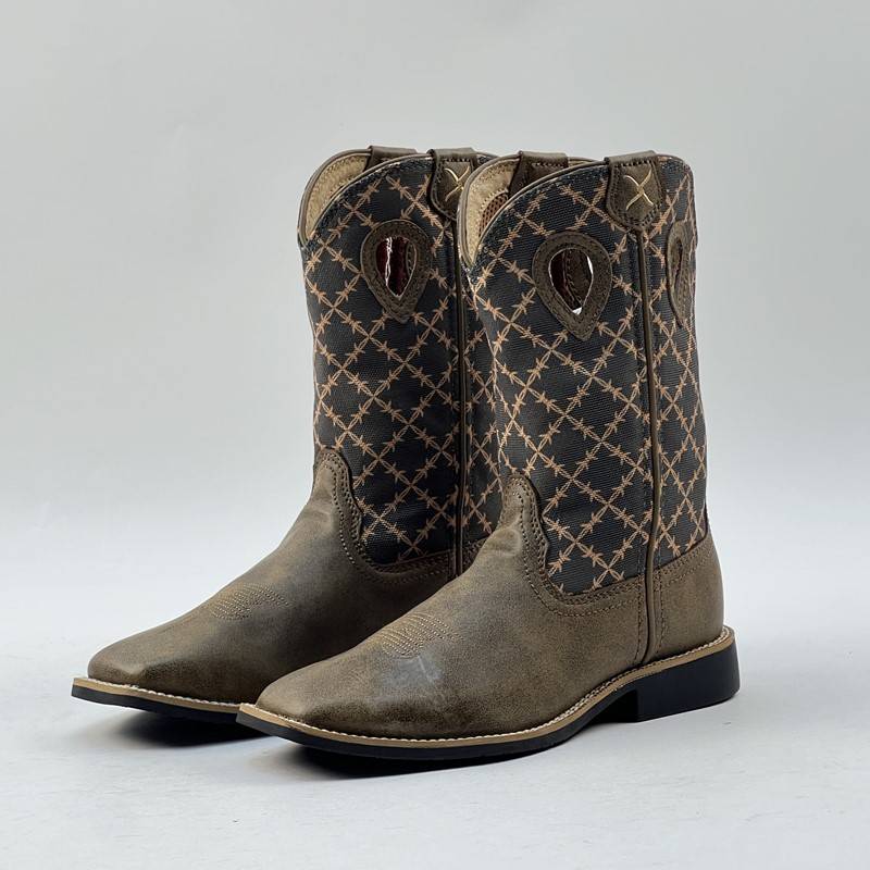 31 32 34 38 New Knights Boot Boots Children's denim boots leather flat head embroidery