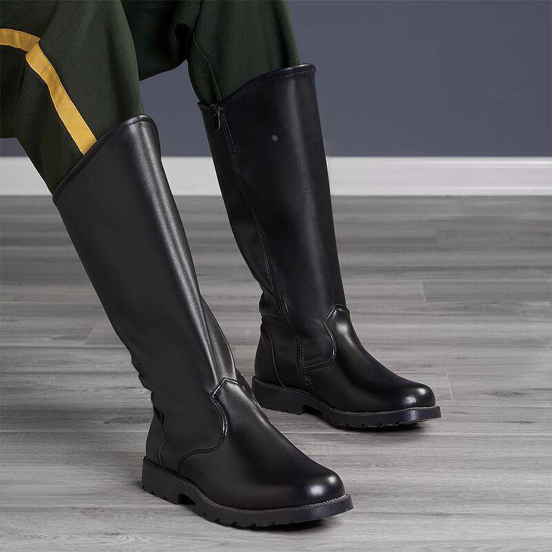 New high -psionic boots men's and women's guards parade parade paradigm flag raising boots Japanese chief leather boots