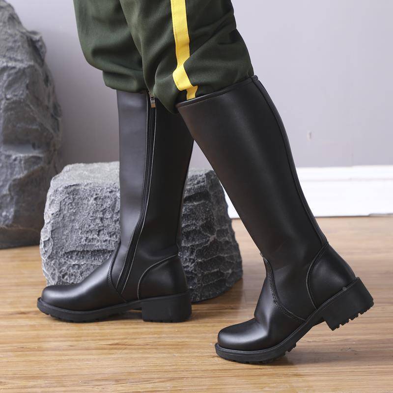 New high -psionic boots men's and women's guards parade parade paradigm flag raising boots Japanese chief leather boots