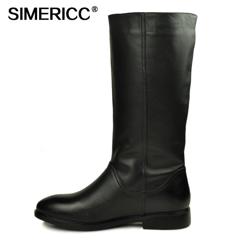 One footsteps all -leather long horse boots men's warm boots leather Knight boots Martin boots high tube warming Chelsea