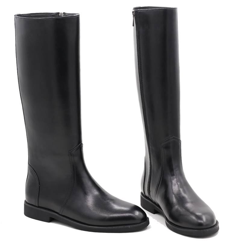 Men's thick -bottomed horse boots, high boots, cowhide parade boots boots, knights leather boots German World War II wool winter