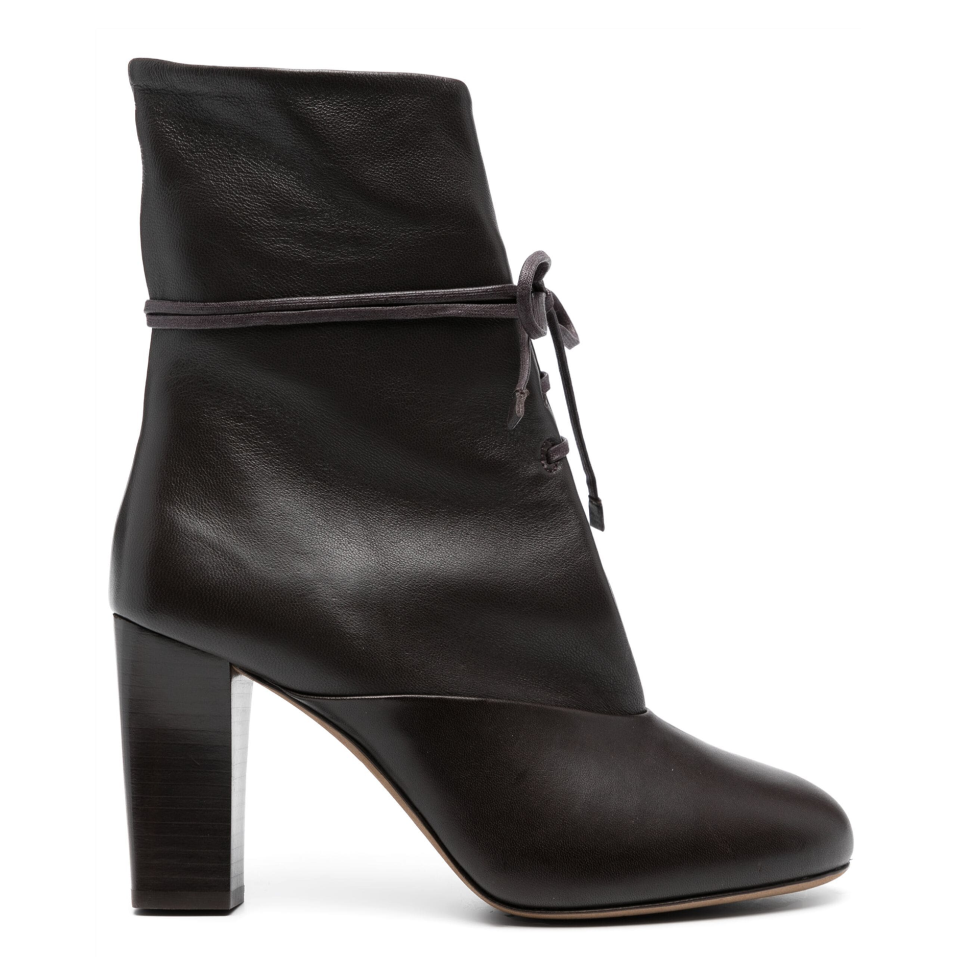 "Leather Bottom" lady high -heeled boots leather short boots thick heels of fashion boots pile pile of boot show show short boots sheepskin leather