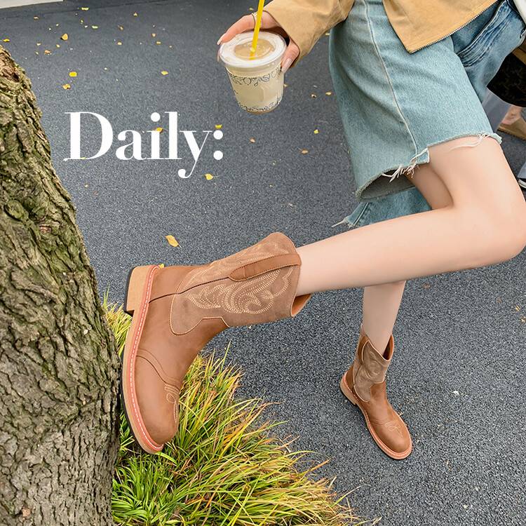 Lin Shen sees the deer leather Pinglun retro embroidery embroidery western knight boots in the boots Martin boots