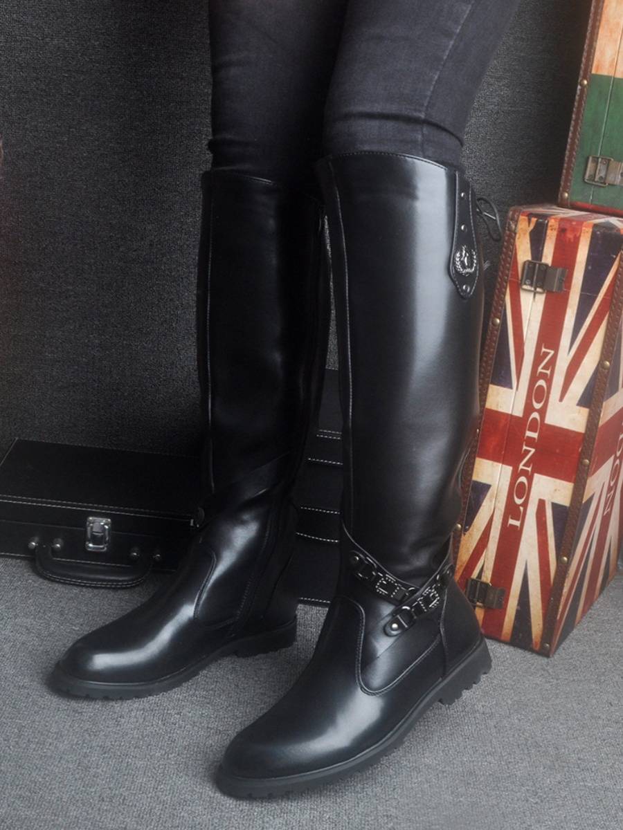 Autumn and winter men's ultra -long leather shoes World War II British cavalry retro high -knee Martin boots equestrian rider boots