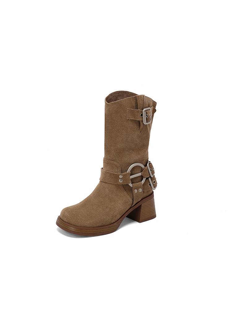 Lest Ge Studio 2023 new summer thin western denim boots women's thick bottom thin short boots temperamental knight boots