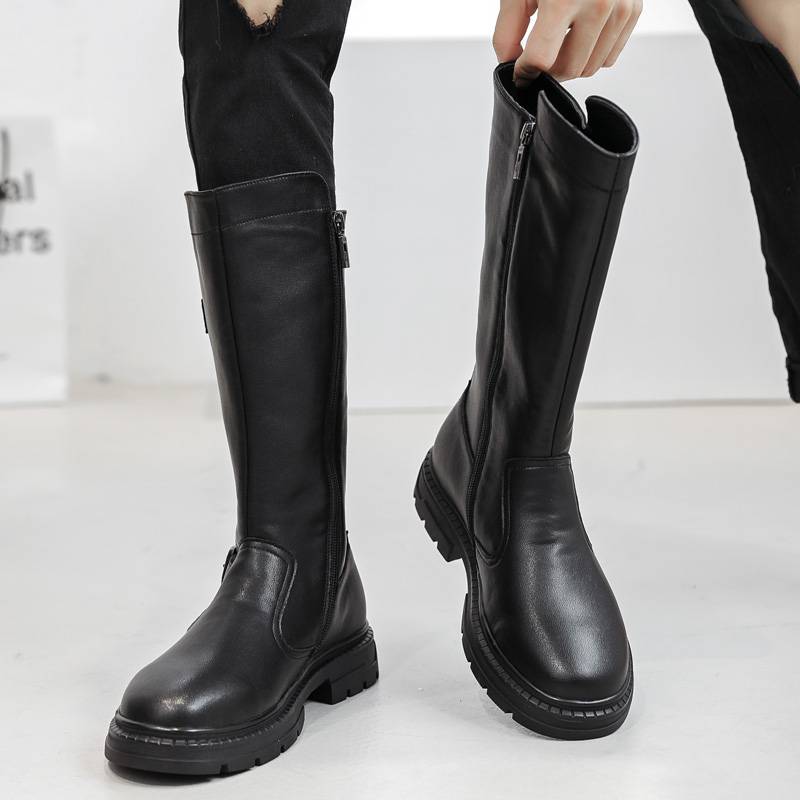 Spring and autumn men's high boots height men's boots high cylinder ride ride boots men's leather boots ceremonial team boots Martin boots performance