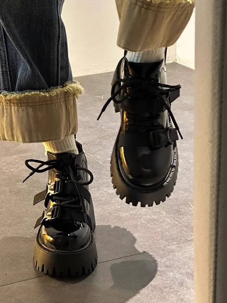 Thick -bottom Martin Boots Female 2024 Autumn and Winter New Small British Wind Boots Sweet Cool Explosion Single Boots