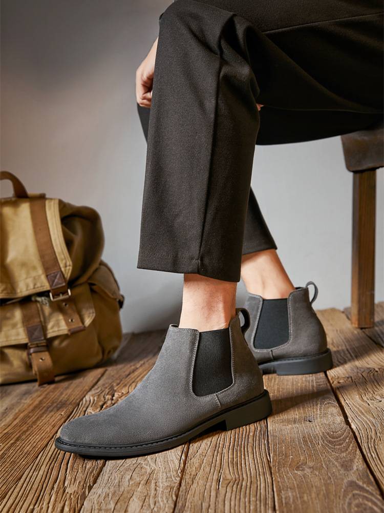 Flip Maoqiu and Winter Chelsea boots men's short boots scrub British style simple leather anti -velvet high -top high -top Martin boots pointed