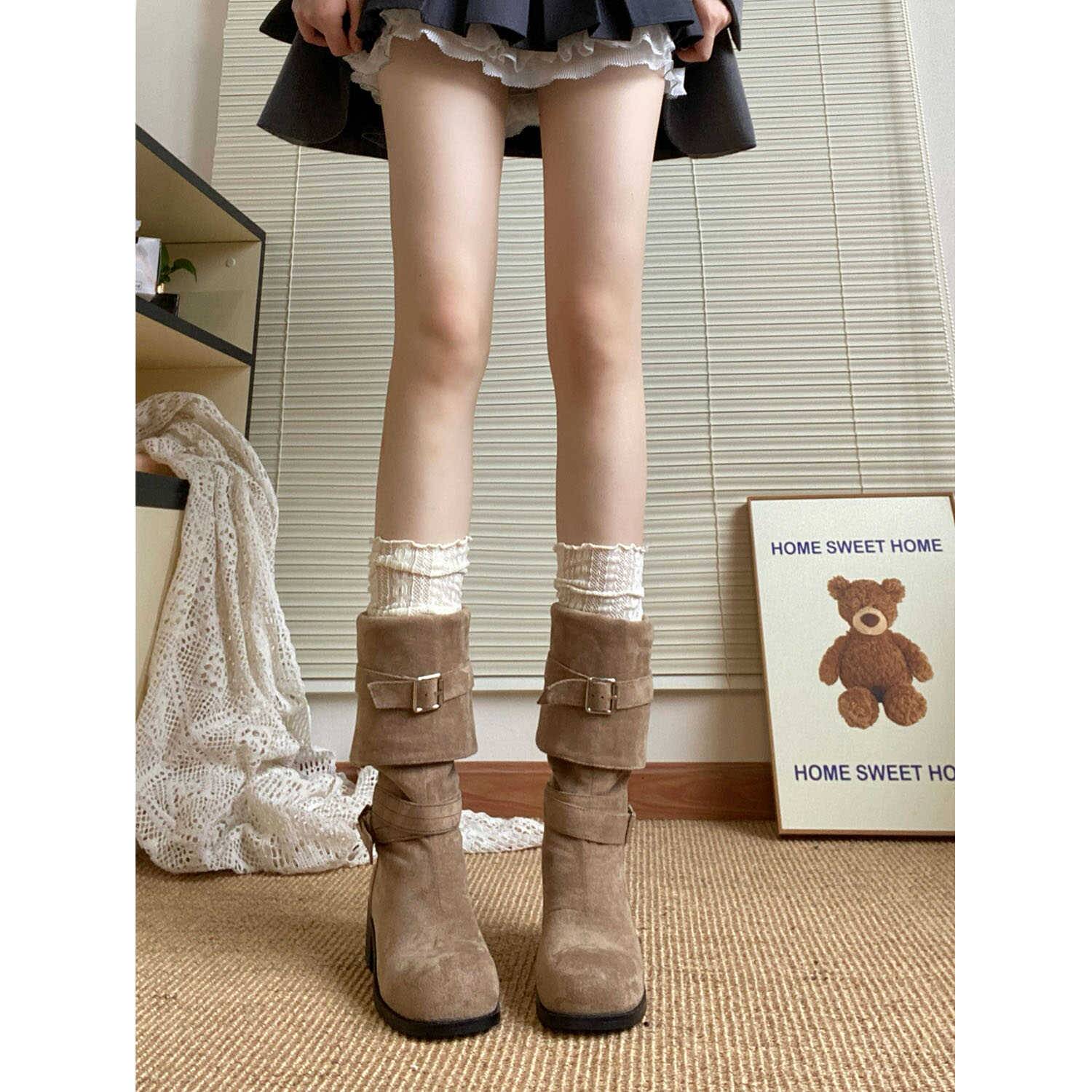 ♪ yellow huanglinl western boots girl summer big boots scrawny knight boots melad boots ♪