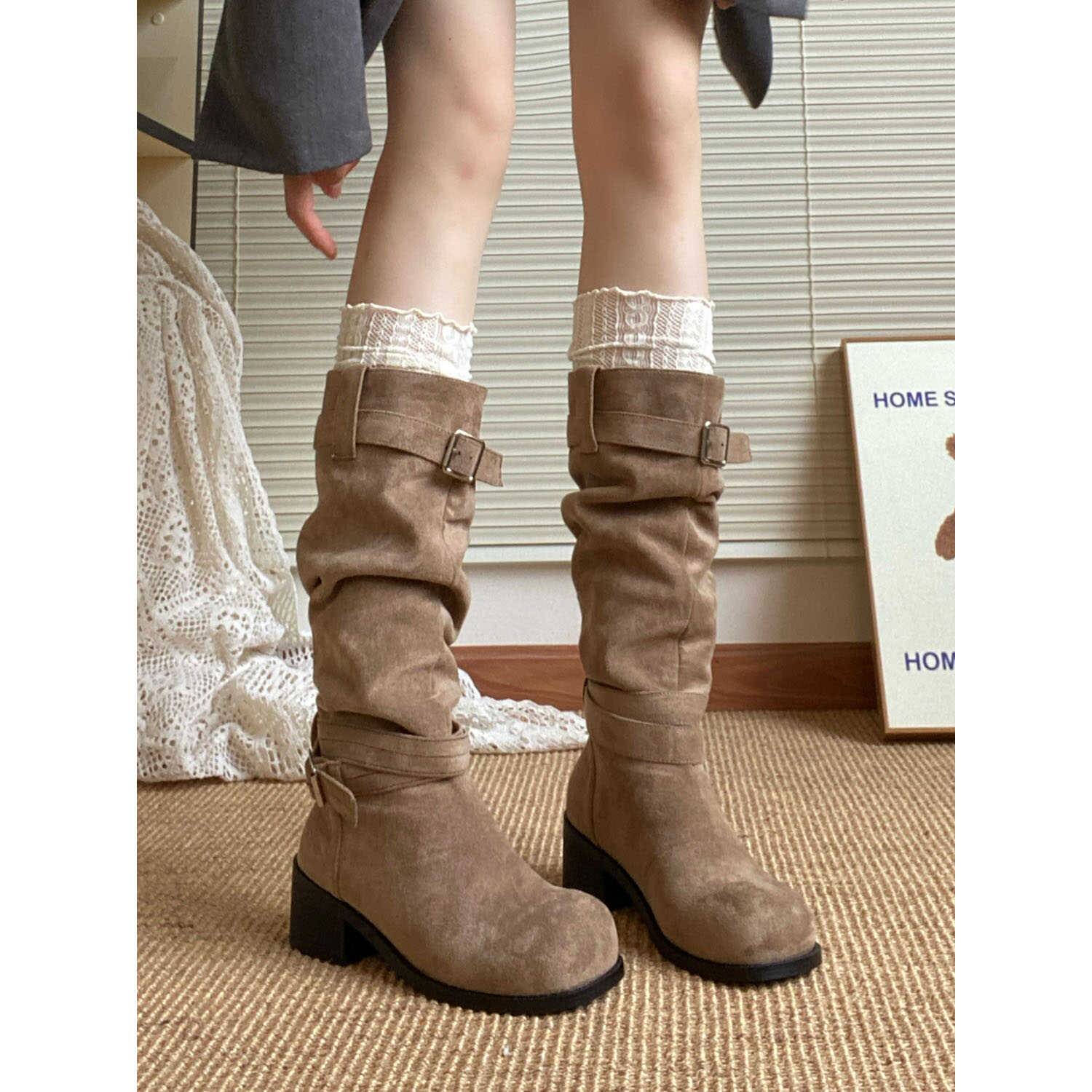 ♪ yellow huanglinl western boots girl summer big boots scrawny knight boots melad boots ♪
