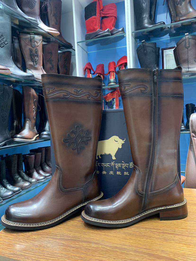 Men's leather horse boots ethnic style versatile high -end popular latest boots four seasons