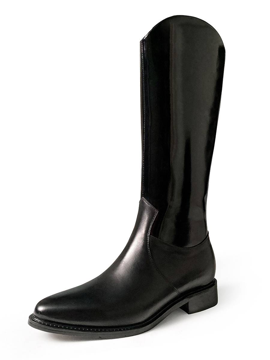 Winter horse boots European and American men's pointed leather boots 2024 new equestrian boots male high boots leather knight boots