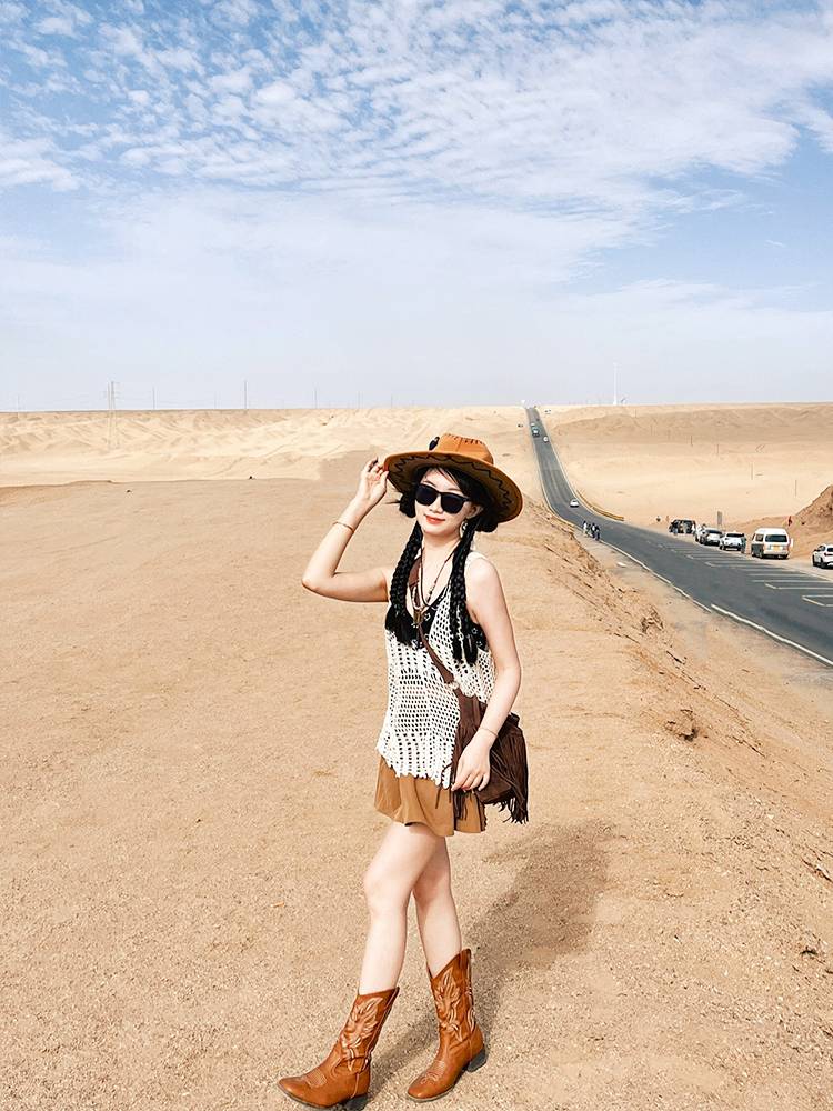 Xinjiang Tibetan Sichuan West Grassland Travel Martin Boots Western denim wearing American retro mid -tube knight boots