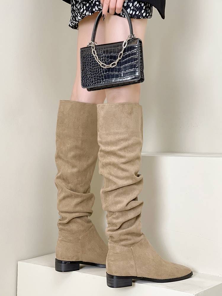 However, children with knee boots 2024 summer new retro velvet brown knight boots high tube western denim boots