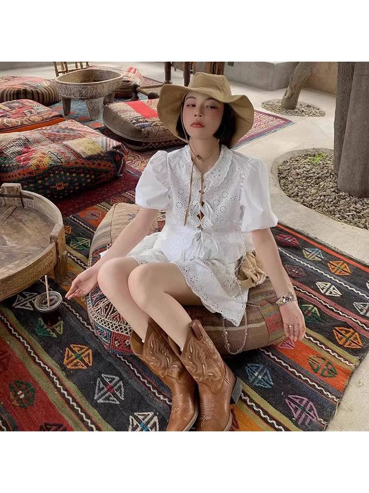 Xinjiang Sichuan West Grassland Travel Put on Women's Boots Western denim boots Women's autumn and winter long cylinder retro knight boots