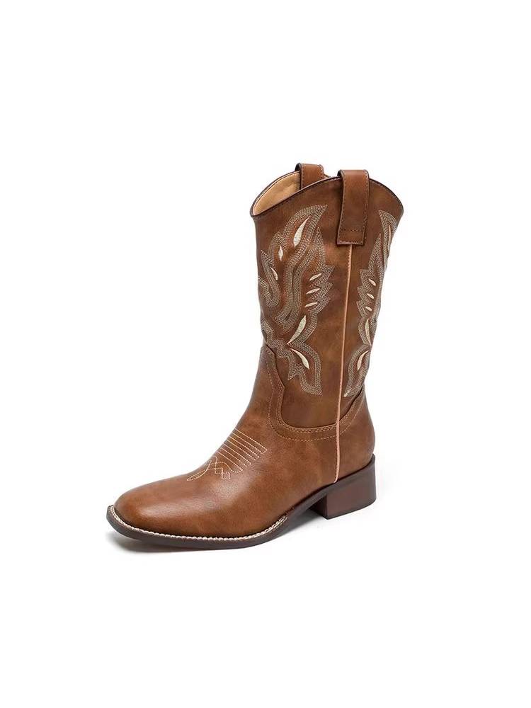 Xinjiang Sichuan West Grassland Travel Put on Women's Boots Western denim boots Women's autumn and winter long cylinder retro knight boots