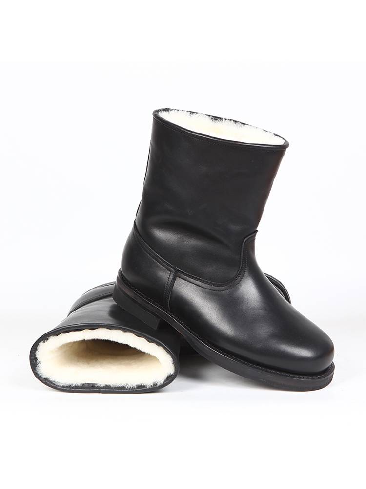 Winter Wool Knight Boots Leather Mid -Mongolian Powder Boot Cowp Skin -Martin Boots warm cotton boots snow boots men