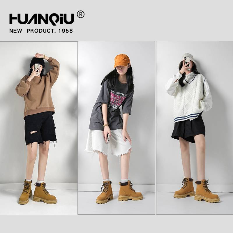 Global thick Martin boots female 2024 new spring and summer explosion, breathable British style rhubarb boots fashion boots