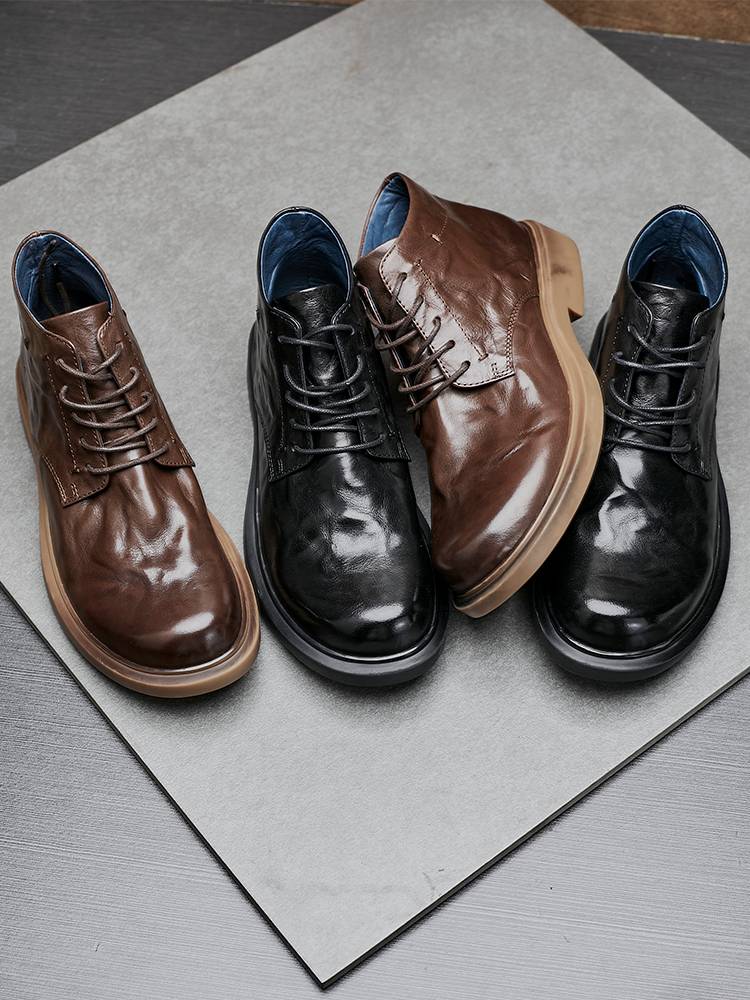 Fetal leather leather deodorant and breathable Martin boots men's casual high -top boots fashionable outdoor boots are trend