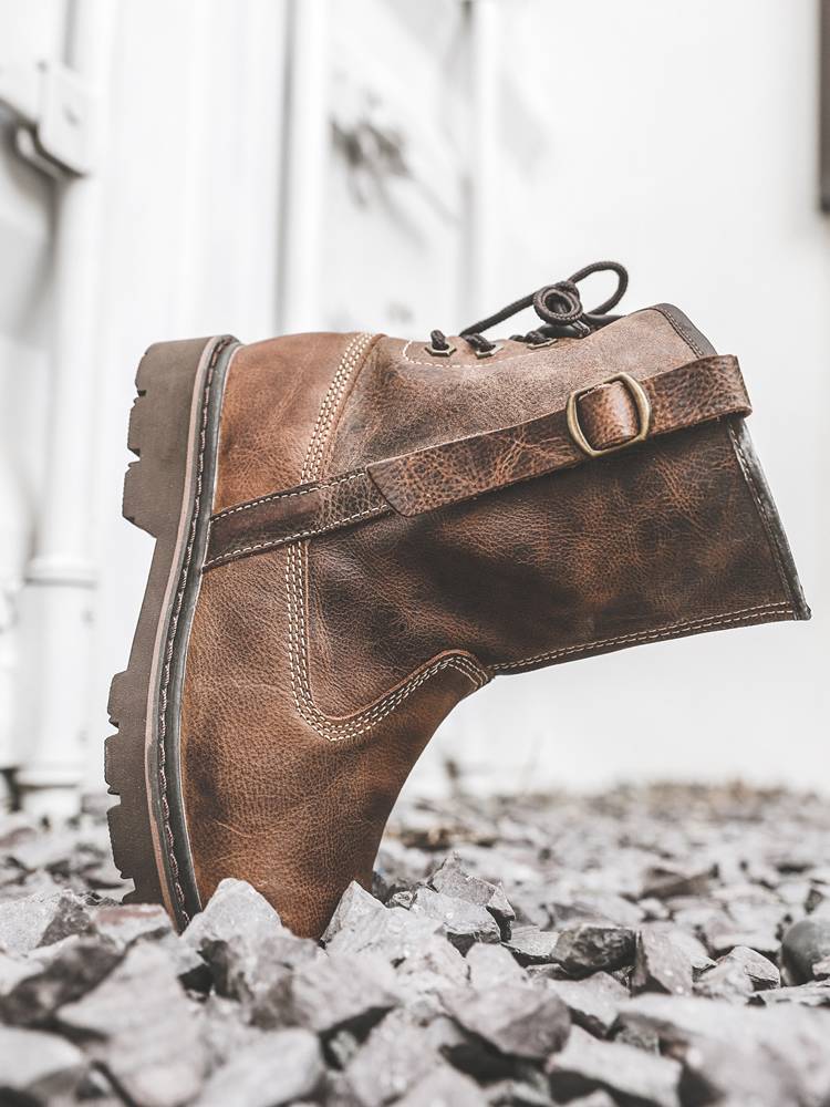 The Martin Boots Man's Mid-Summer Boots, Chelsea Boots, Bullskin Short Boots with Mongols