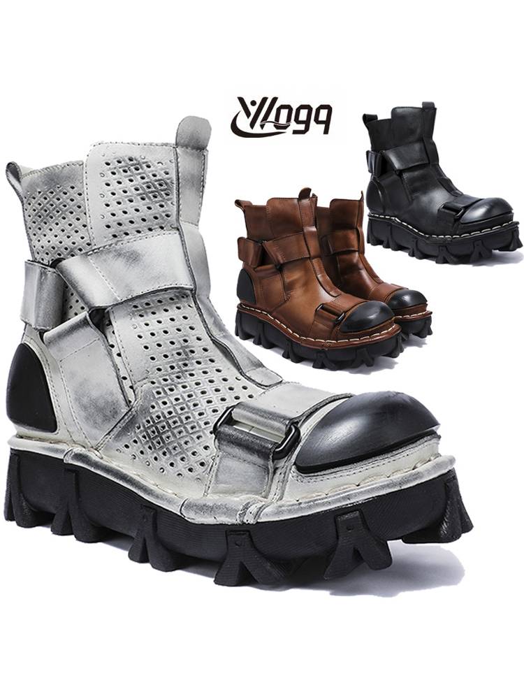 American -style men's retro Martin boots high -top leather shoes cowhide fashion boots in the middle tide -thick sole boot boots denim horse boots