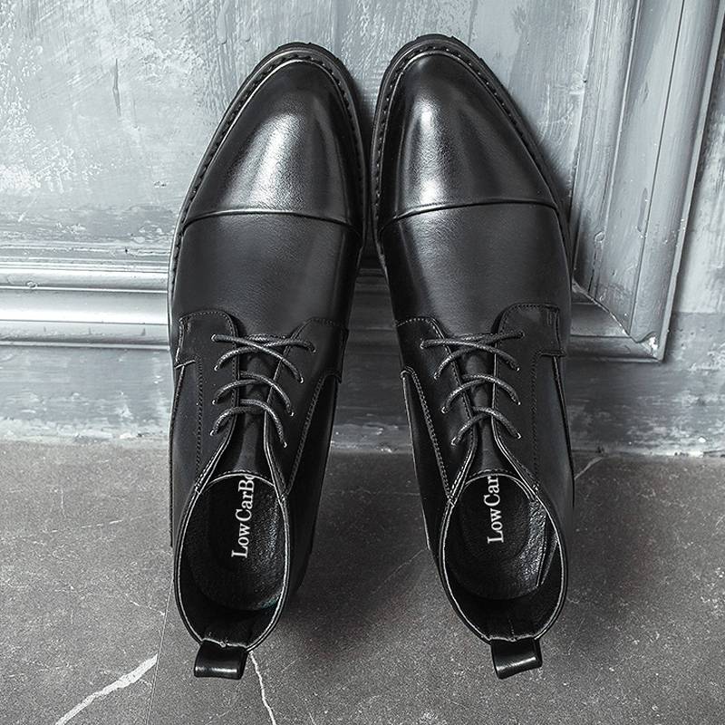 Grow up Martin boots men's winter plus velvet leather boots high -top shoes men's leather three connecting high -cotton men's boots