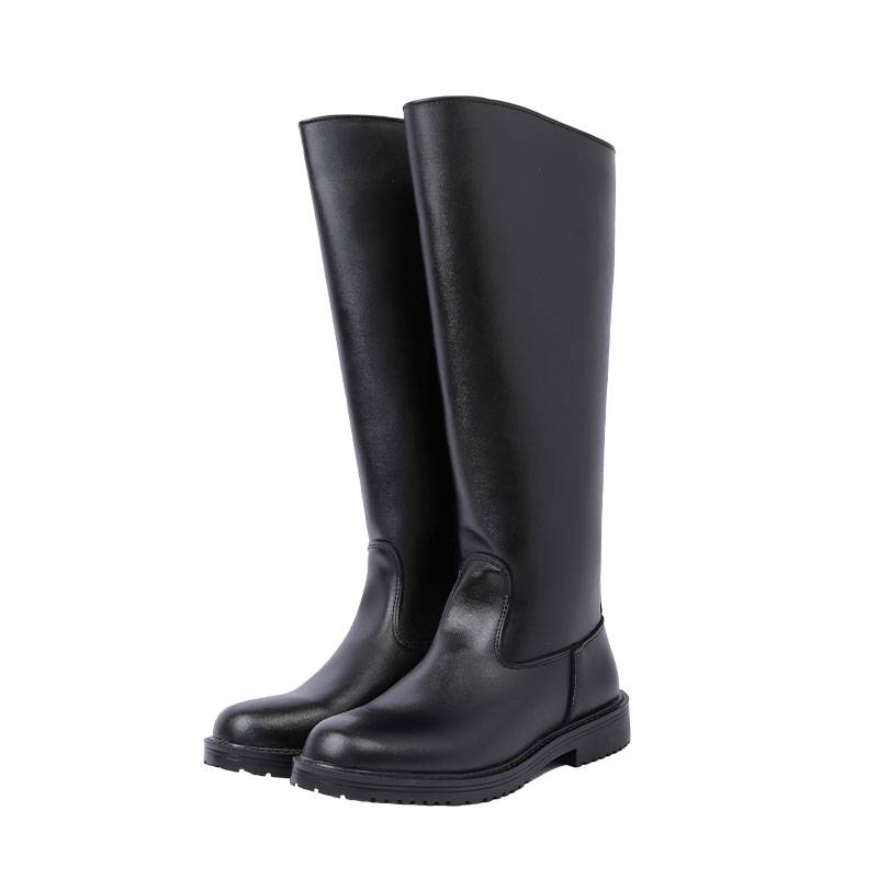 New men's and women's high leather boots flag -raising fighters, long cylindrical knight boots, rolling band band performance boots