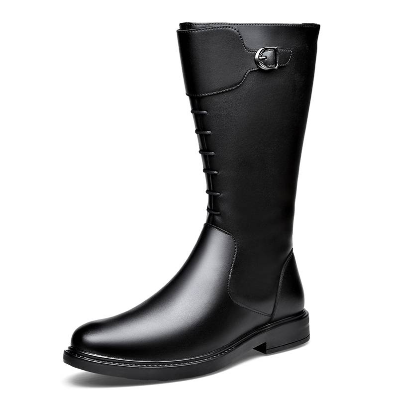Men's high -pipe boots leather boots instrument, leather horses, horses, Mongolian boots Martin boots, winter plus velvet and medium help