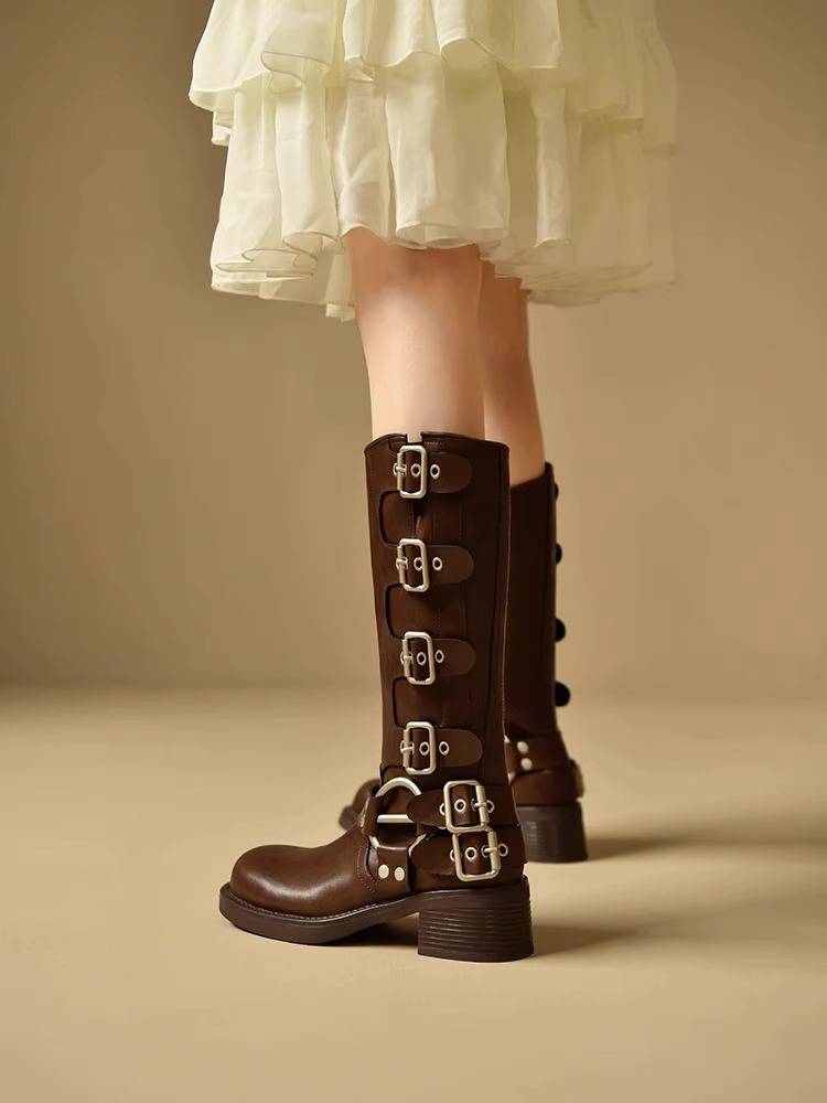 Xinjiang Grassland West Sichuan Tourism wears retro Martin Boots Western Minister Tube denim boots female ethnic wind knight boots summer