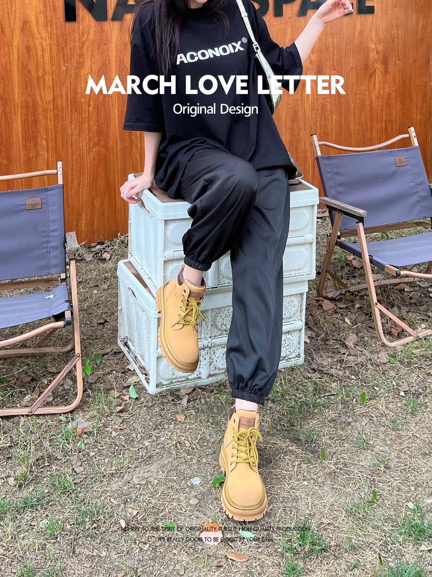 March Love Letter 2024 Summer thin leather kicking Martin boots thick bottom big yellow boots camper campering big horses boots