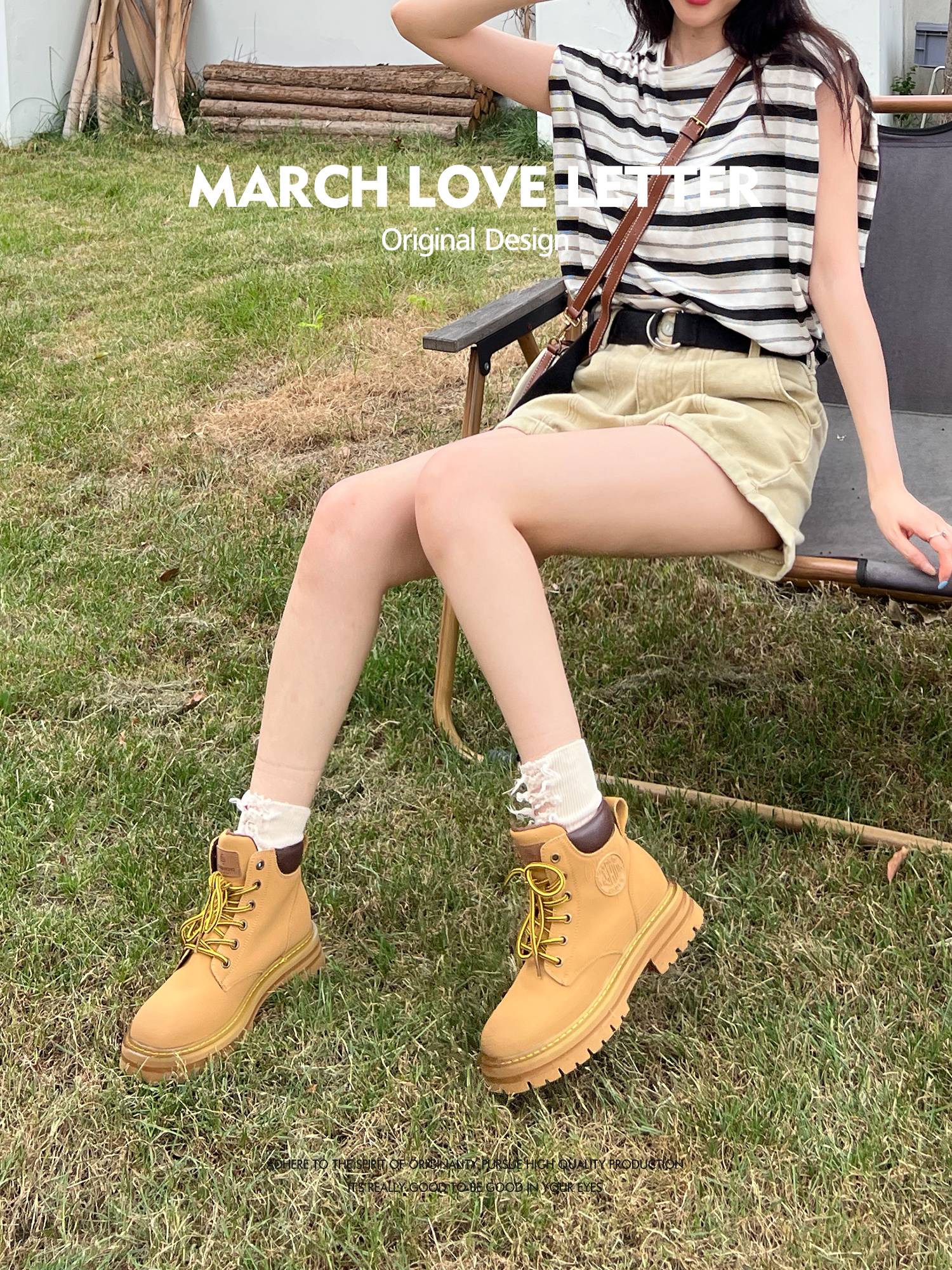 March Love Letter 2024 Summer thin leather kicking Martin boots thick bottom big yellow boots camper campering big horses boots