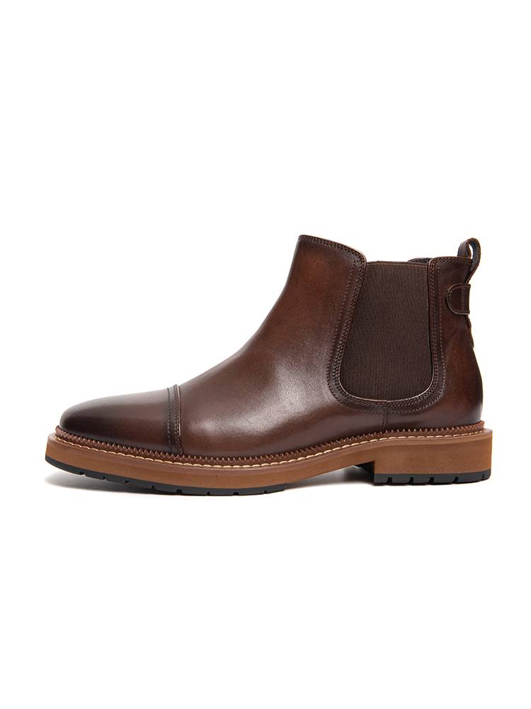 Italian retro Chelsea boots male Yingbing three -connected leather high -top shoes men's leather boots and boots with velvet plus velvet