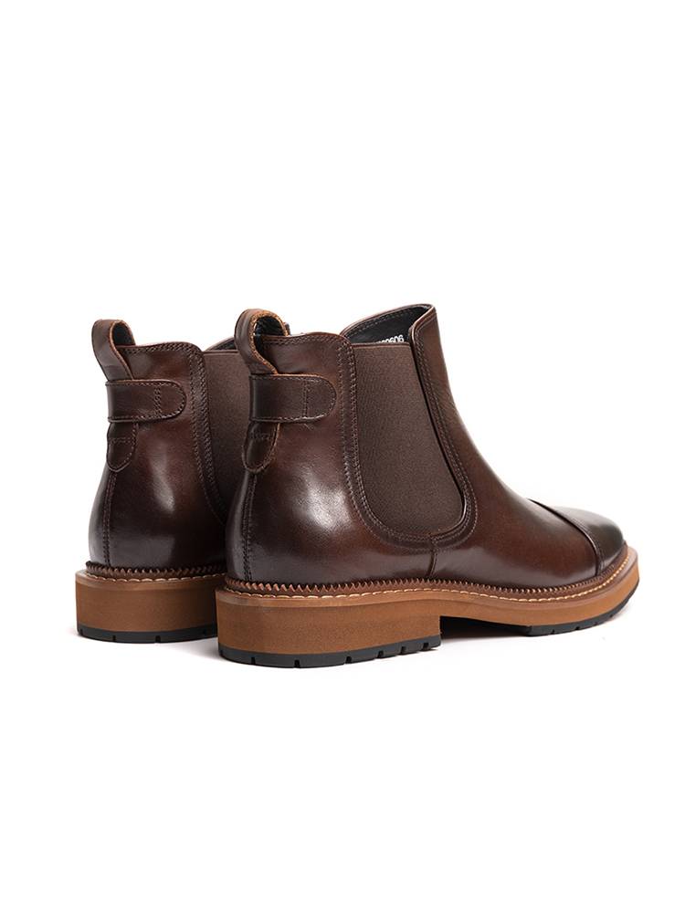 Italian retro Chelsea boots male Yingbing three -connected leather high -top shoes men's leather boots and boots with velvet plus velvet