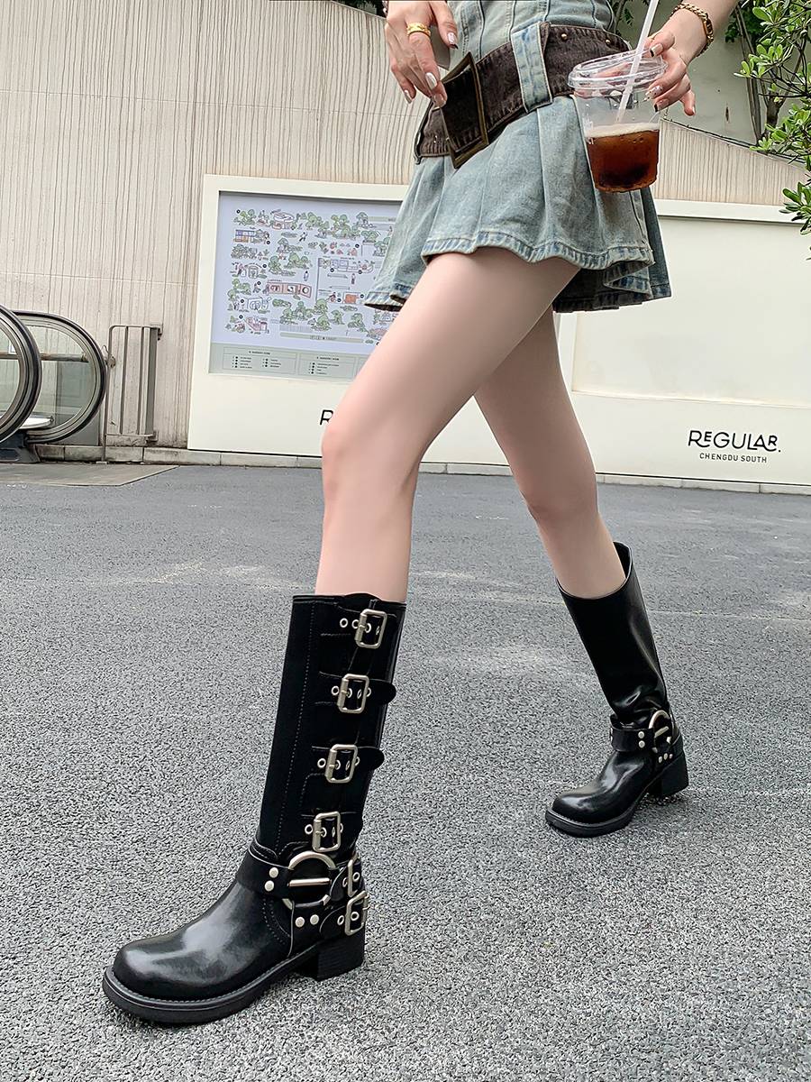Mixiaon Mi Xiao Nuo boots Children Xia Ban Western denim boots in the heels of the heels of the heels of the leather boots