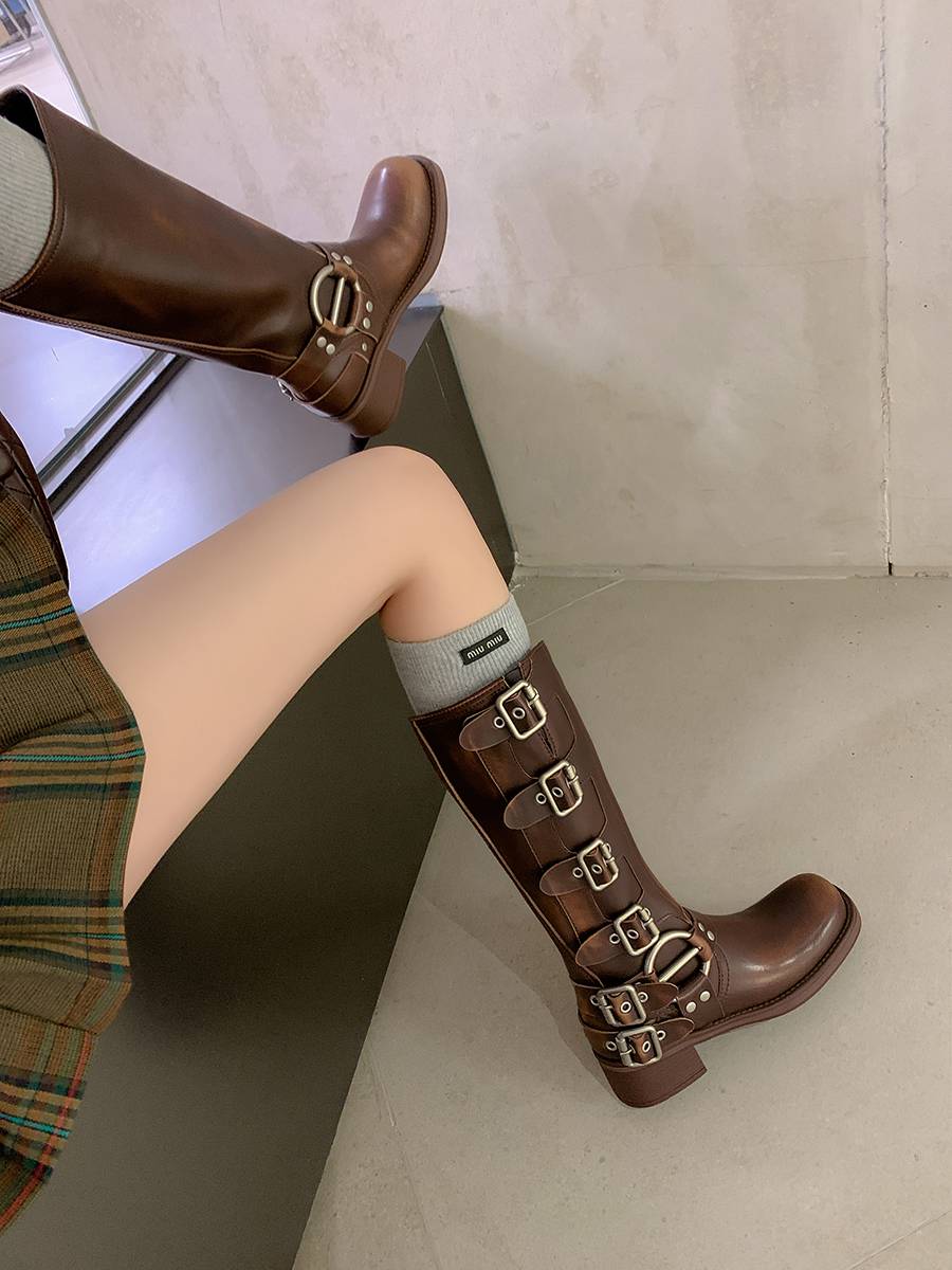 Mixiaon Mi Xiao Nuo boots Children Xia Ban Western denim boots in the heels of the heels of the heels of the leather boots