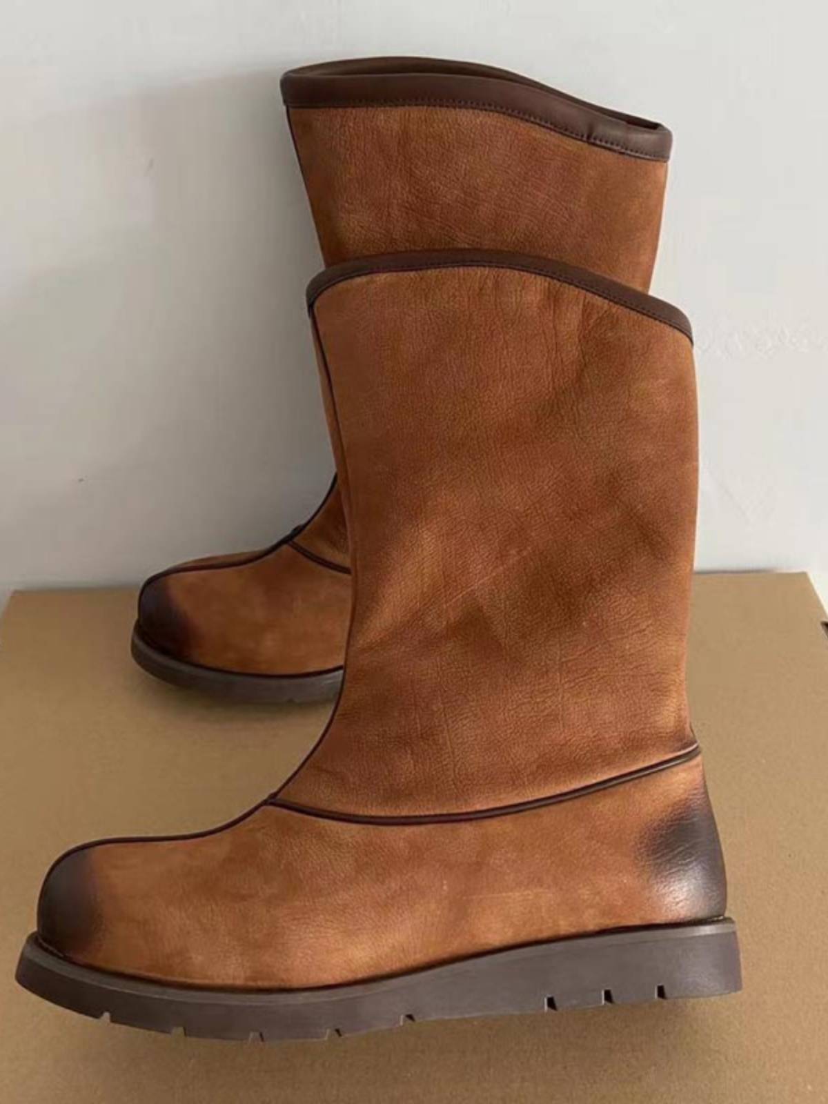 Spring and autumn new header cowhide men's boots, Mongolian boots, hidden boots in the plain, horses boots Martin boots outdoor boots shoes