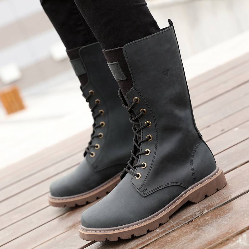 Leather Martin locomotive boots retro horse boots work shoes British retro Martin boots men's boots high tube waterproof leather boots