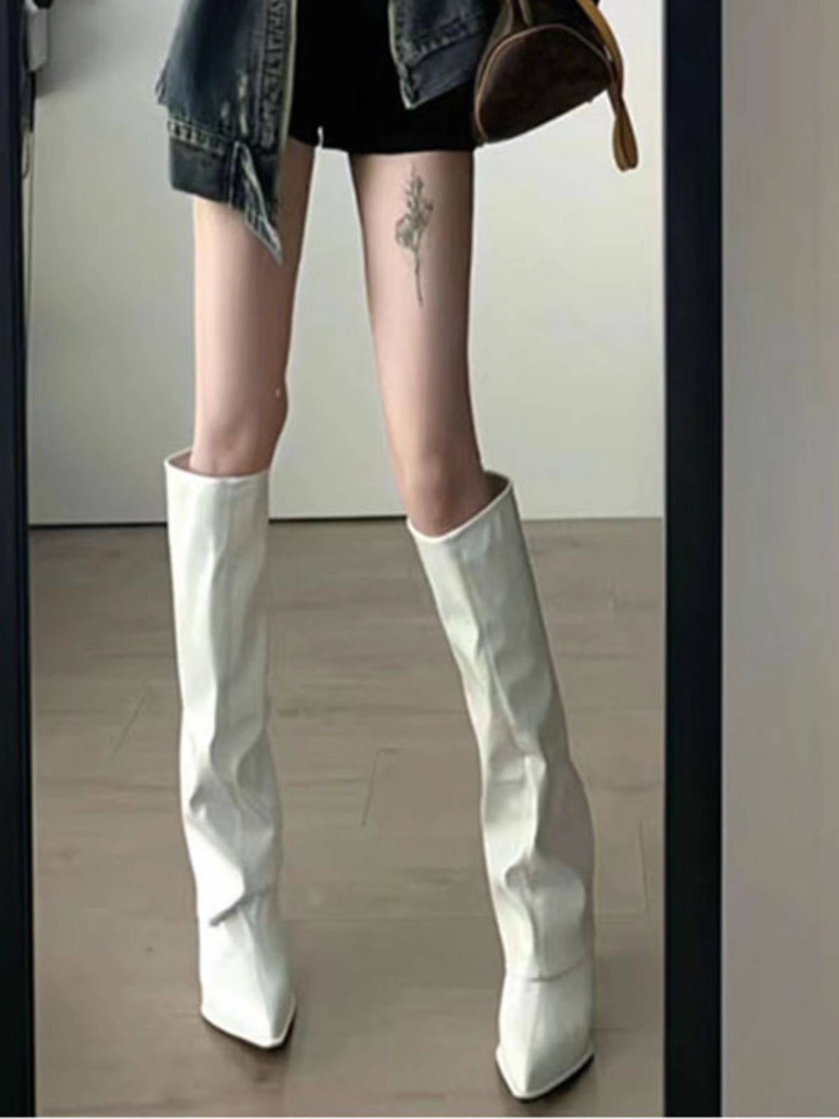 "Amalan" European and American style, but knee long boots 2023 new pants pipe boots, pointed and high heels, high -heeled boots women
