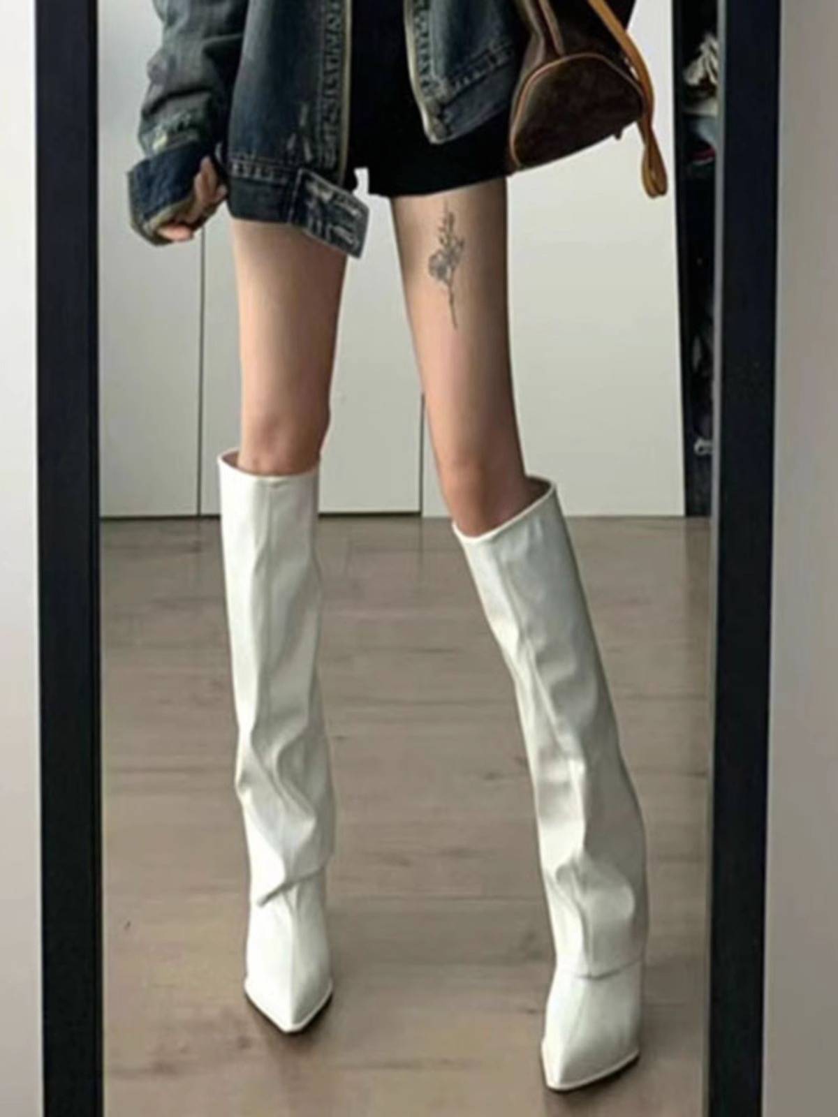 "Amalan" European and American style, but knee long boots 2023 new pants pipe boots, pointed and high heels, high -heeled boots women